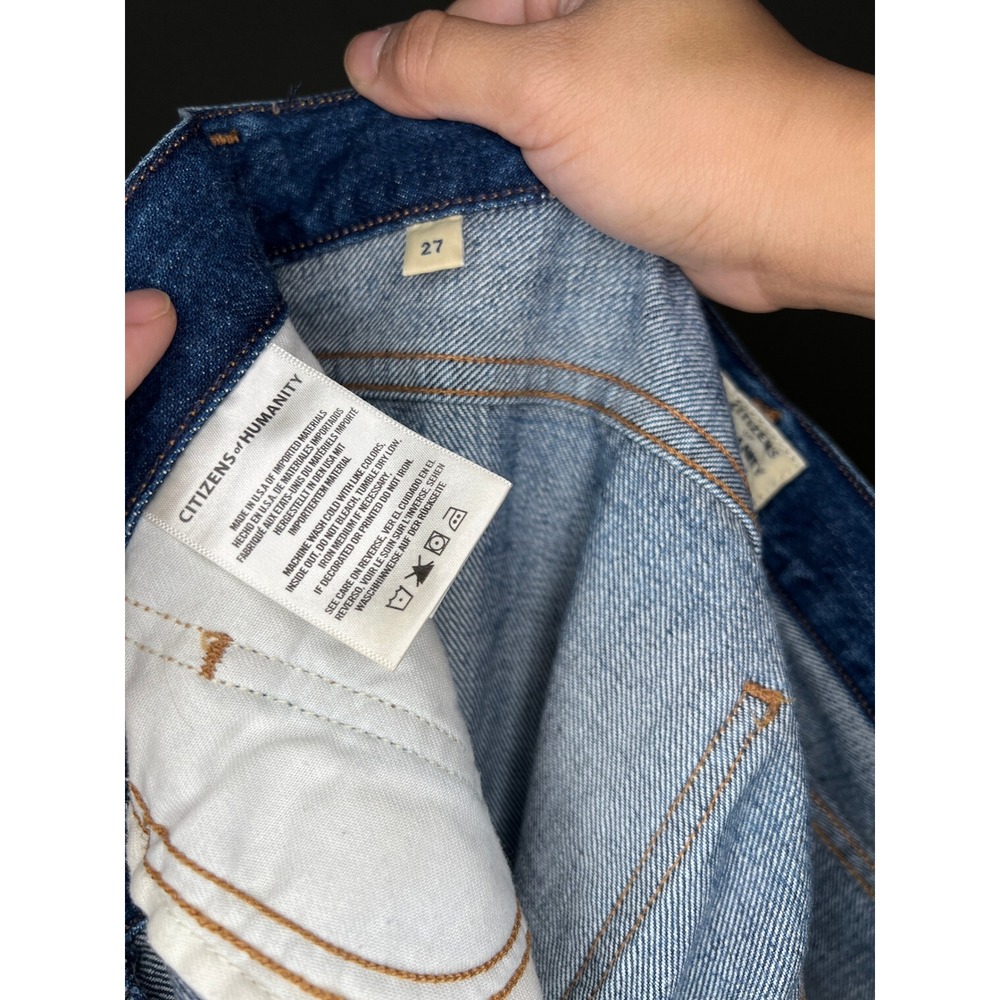 Citizens of Humanity Liya Jeans 30 Blue Denim Distressed High Rise Slim Straight - Picture 9 of 10